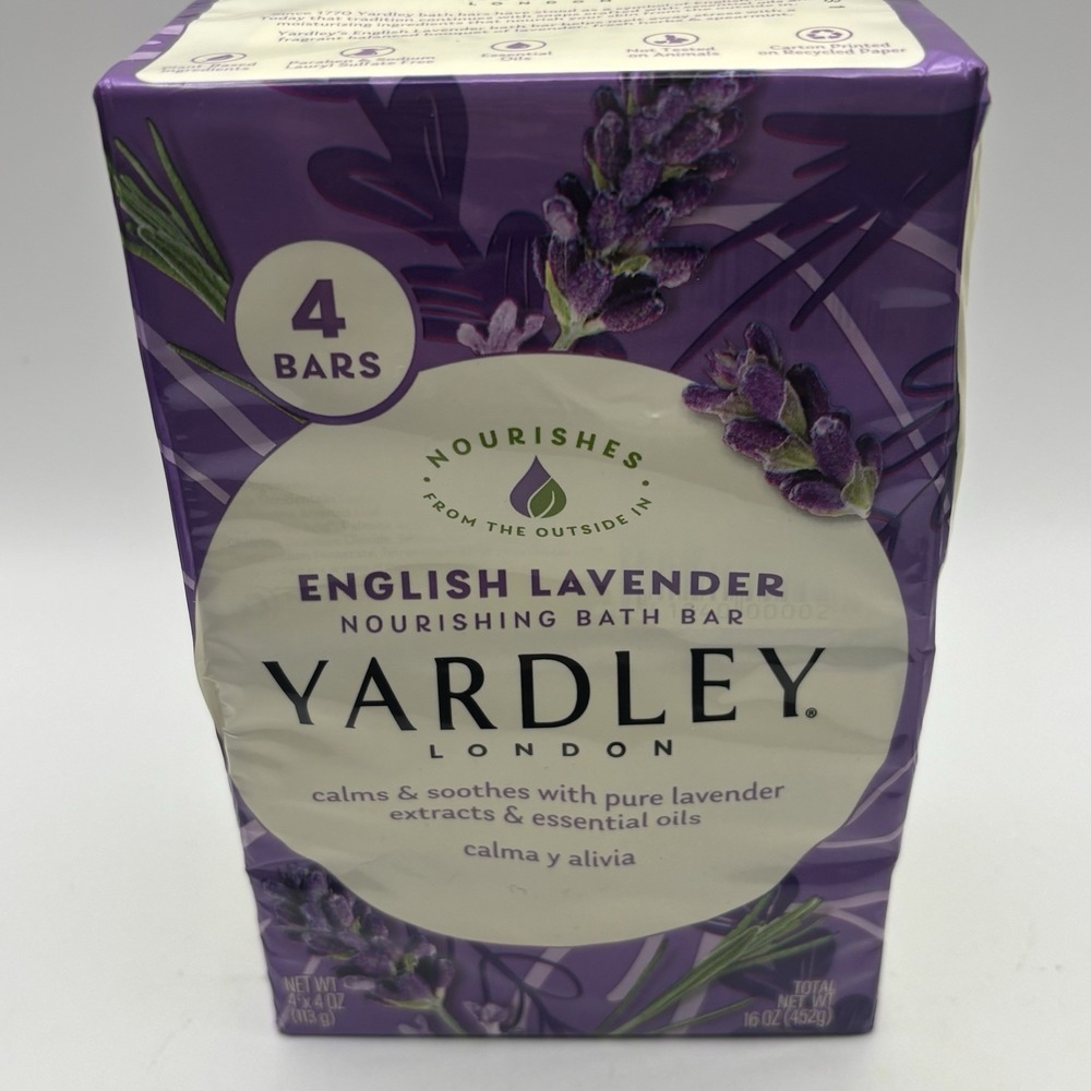 4 Pack Yardley London English Lavender Natural Moisturizing Bath Bar - 4 oz Ea